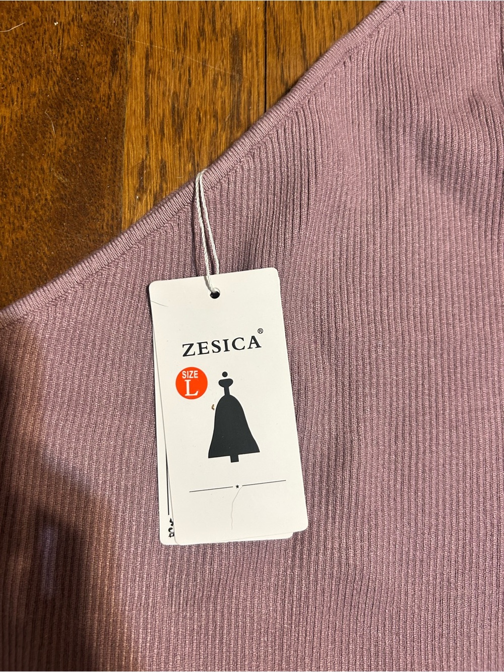 One-Shoulder Lilac Ribbed Tank - Picture 2 of 2